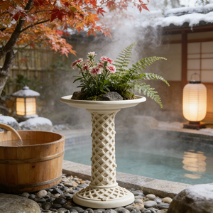 Jardinière sur piétement en résine à motif <span class=keywords><strong>treillis</strong></span>, blanc pur, motif diamant, style irrégulier, plateau à <span class=keywords><strong>fleurs</strong></span> peint à la main, style anglais, rose - Product Image 5