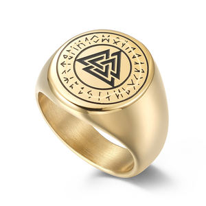 Anillos de Sello Vikingos de Acero Inoxidable para Hombre, Estilo Punk, con Runas, Anillos Triangulares con Nudo, Joyería de Moda, Accesorios, Venta al Por Mayor - Product Image 3