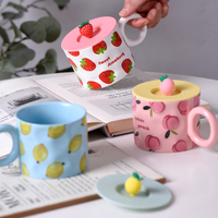 Tasse à thé de bureau en porcelaine avec logo personnalisé, motif de fruits mignons, résistante au lave-vaisselle et au micro-ondes