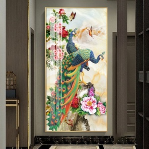 Cuadro de Porcelana con Cristales y Diseño de Pavo Real a Color, Impresión HD, Decoración para el Hogar, Sala de Estar, Pasillo, Entrada, Arte Mural LED - Product Image 1