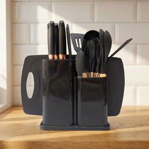 19-Piece Kitchen <b>Knife</b> Set with Block, Stainless Steel & Silicone Utensils, BO Rust-Proof Coating for Commercial Kitchen Gadgets - Product Image 5