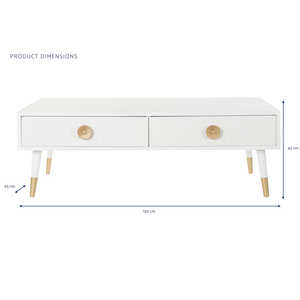Mesa de Centro de MDF Madera Fresca 120x65x42cm Mandala Blanco - Product Image 2