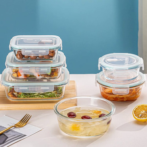 Recipientes de vidro para armazenamento de alimentos com tampas de travamento de vida inteira, recipientes herméticos para almoço, forno de micro-ondas e <span class=keywords><strong>freezer</strong></span> - Product Image 3