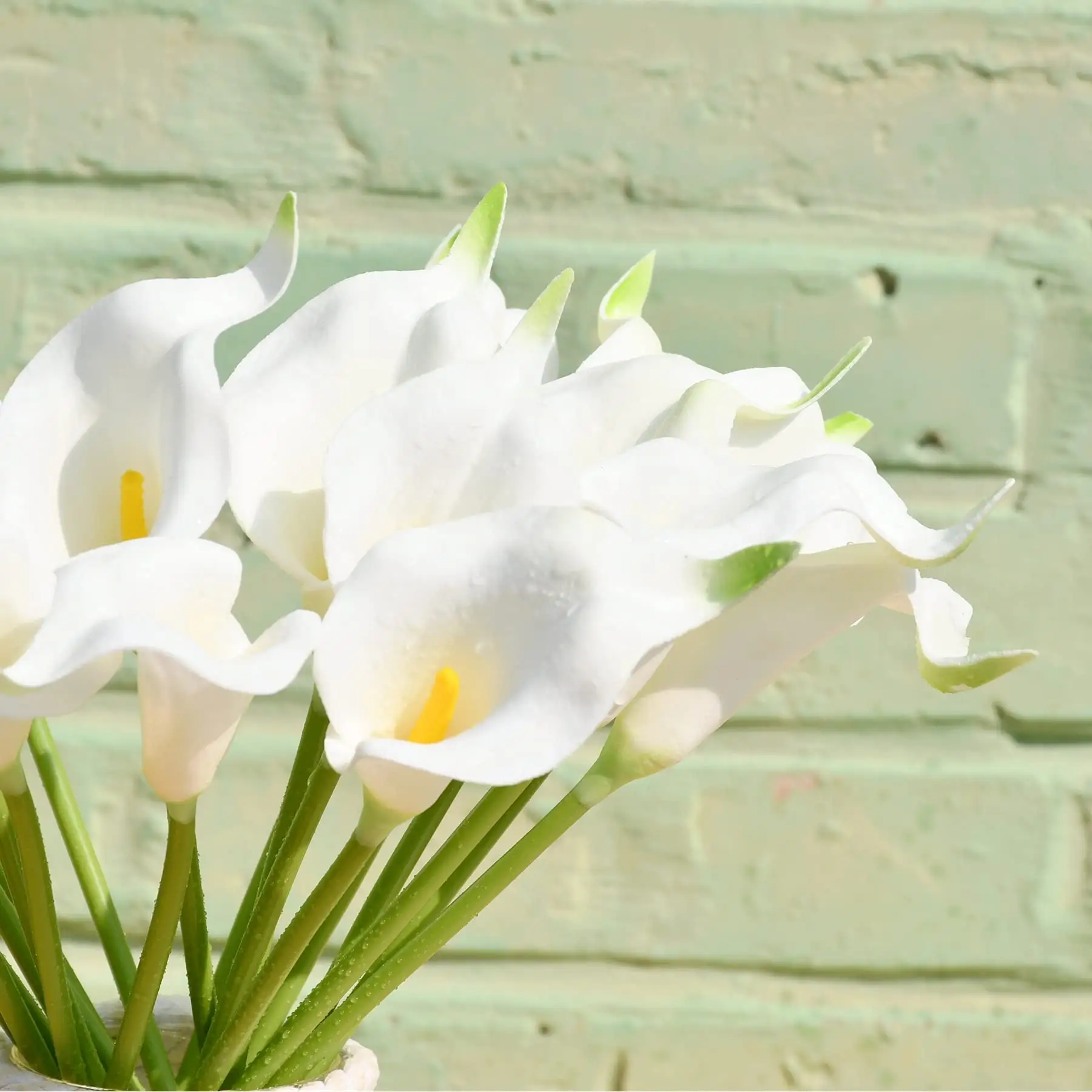 20pcs לבן פרחים מלאכותיים Calla שושן משי פרחים 13.5 "עבור בית מטבח & קישוטי חתונה