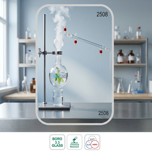 Aparato de Destilación de Laboratorio de Vidrio Borosilicato 3.3, Cabezal de Destilación Fraccionada de 250 ml, Conjunto de Alambique - Product Image 4