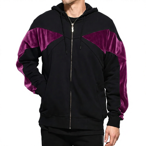 Vente en gros Assurance qualité grande taille hommes sweat à capuche zippé 100% coton KFH47 sweat vierge en noir fabriqué en grande taille - Product Image 5