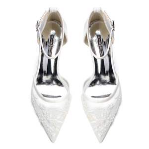 Zapatos de Novia de Primavera 2026 para Mujer, Formales, de Verano, Finos, con Tacón Alto de 8 cm, Punta Hueca, Correa en el Tobillo, Bordado de Perlas y Parte Superior de Malla - Product Image 3