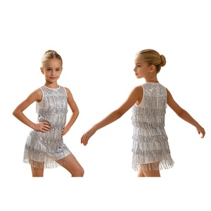 Vestido de Baile Latino para Niñas, con Flecos en Capas, Lentejuelas, Sin Mangas, para Competencia de Salsa, Baile de Salón, Ritmo, Actuación, Personalizado - Product Image 4