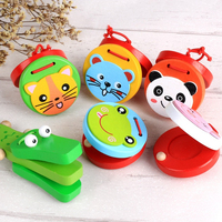 Castagnette en bois Montessori, castagnette à doigts en forme d'animal de dessin animé, instrument de musique de percussion pour enfants