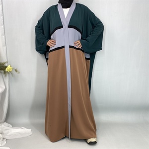 Nouvelle Abaya Ouverte Musulmane 2025 – Robe Islamique de Dubaï en Gros, Manches Chauve-Souris, Patchwork Coloré Nida avec Boutons pour Femme, Spécial Ramadan 1459 # - Product Image 5