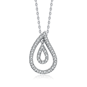 TD Collette Z argento Sterling ciondolo a goccia con bianco zirconi collana alla moda - Product Image 1