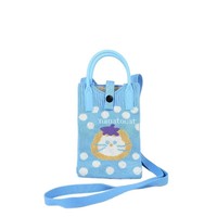 Sac à bandoulière en laine tricotée brodé motif dessin animé mignon pour enfants, idéal pour téléphone portable, poussette et clés, design carré vertical