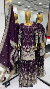 Nouvelle arrivée Georgette Sharara Suit et Dupatta Set Entièrement cousu Pakistanais Sharara Suit pour mariage Sharara Suit au meilleur prix - Product Image 5