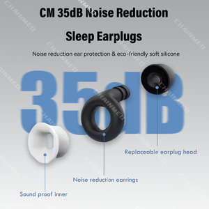 CM Healthcare Supply - Bouchons d'oreilles en silicone souple imperméables réutilisables hypoallergéniques à réduction de bruit de 35 dB de haute qualité en gros - Product Image 2
