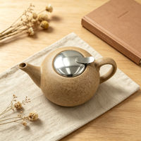 Théière en céramique 750 ml avec infuseur en acier inoxydable 304, théière en pierre mouchetée avec couvercle à rabat et filtre, ensemble cadeau pour le thé en vrac