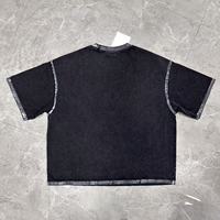 T-shirt noir personnalisé DTG pour homme, 275 g/m², 100 % coton, coupe courte et ample, teinture à l'acide, style Y2K vintage années 90, streetwear rétro
