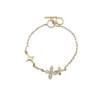Bracelets à breloques tendance YE250-S480-14271 en acier inoxydable 316L plaqué or, avec fleurs mignonnes en cristal et strass, cadeau unisexe