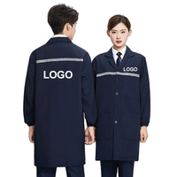 Vêtements de travail unisexes sur mesure, manteau anti-poussière en polyester, uniforme pour l'industrie alimentaire, l'hôpital, l'entrepôt, le laboratoire, manteau de laboratoire à usage longue durée