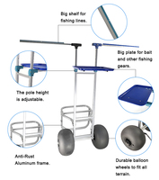 Chariot de pêche pliable en aluminium robuste Buggy de plage avec pneus à ballon