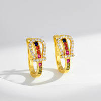 Boucles d'oreilles clous de luxe léger haut de gamme pour femme, en argent sterling S925 plaqué, avec zircon coloré en forme d'étoile, pour le commerce transfrontalier