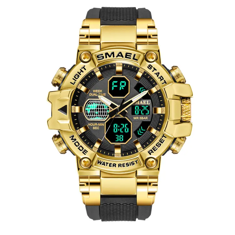 Reloj Hombre Outdoor Digital Watches Sport LED Men Big Dial Round Watch Luminous Casual Clock Multifunction Wristwatch 8027