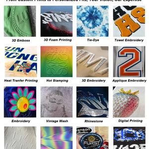 Sudadera con capucha personalizada de algodón de 500 g/m² con estampado, lavado a la piedra, cuello en V, estilo vintage, lavado ácido, efecto desgastado, con cremallera, conjunto de sudadera. - Product Image 5