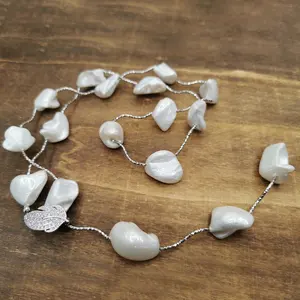 Mode Halskette Exquisite Frauen Natural Pearl und Full Diamond Verschluss Lariat Wrap Long Shell Perlen Statement Halsketten Schmuck