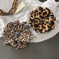Gros Vintage Fille Grand Chouchou Haute Élasticité Bande De Cheveux Non-endommager Tissu Cheveux Accessoires Imprimé Léopard