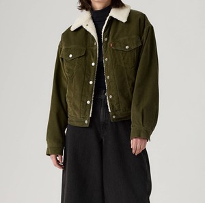 Veste de camionneur en sherpa d'hiver avec fermeture à bouton unique Doublure en coton moelleuse et coupe-vent - Product Image 2
