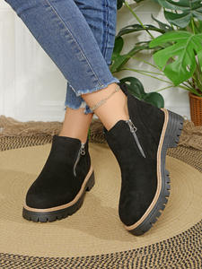 <span class=keywords><strong>Botas</strong></span> de <span class=keywords><strong>Mujer</strong></span> con Punta Redonda, <span class=keywords><strong>Botas</strong></span> Cortas de Gamuza con Cremallera Lateral, Estilo Británico Retro Nuevo de Invierno <span class=keywords><strong>para</strong></span> <span class=keywords><strong>Mujer</strong></span> - Product Image 6