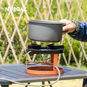 Estufa de camping portátil Nurgaz, quemador de gas, naranja vibrante, 130x180mm, diseño dividido, para uso en picnics - Product Image 1