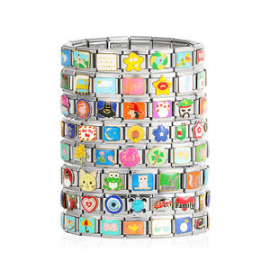 Bracelet à breloques en acier inoxydable européen et américain, module <span class=keywords><strong>italien</strong></span>, couleur huile, dessin animé, bricolage, accessoires de bijoux - Product Image 5