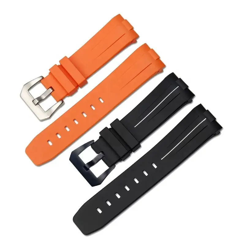 pure color red orange green blue white black buckle 24mm vulcanized silicon watch band for Panerai rubber strap