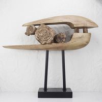 Sculpture abstraite en résine à effet bois, ornement avec base en marbre et métal, statue de table Art Déco, décoration intérieure pour la maison et l'hôtel
