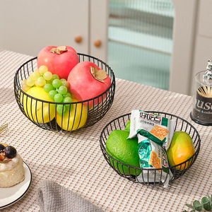 Corbeille à fruits créative en fer forgé, classique et portable, pour salon, plateau de rangement pour collations et bonbons, style tendance - Product Image 3
