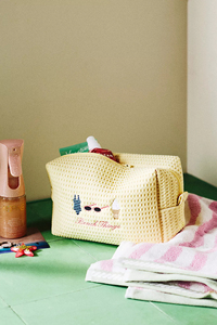 Nuovo Arrivo: <span class=keywords><strong>Borsa</strong></span> <span class=keywords><strong>Organizer</strong></span> per Trucchi in Cotone a Nido d'Ape di Alta Qualità, Stile Estetico Ricamato, con Cerniera, Ideale per l'Estate e la Spiaggia - Product Image 3