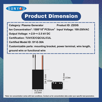 Générateur d'ions plasma à haut rendement certifié TUV CE C CQC, mode ioniseur positif/négatif 100-250VAC