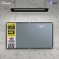 Écran de projection portable mural 4K HD de 60 à 130 pouces, 16:9, pliable, en PVC, tissu anti-lumière ALR, cinéma en plein air, vidéo