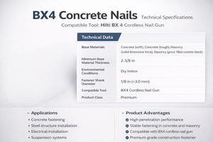 Clous à béton BX4 compatibles avec la cloueuse sans fil Hilty BX4, pointes de fixation pour béton et acier - Product Image 5