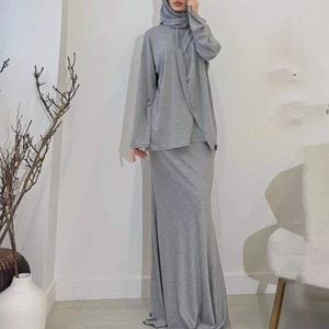 R-473 Desain Baru EID Muslim Setelan 2 Potong Atasan Rok Wanita Gaun Fashion Hijab Modis Etnik Islami Elegan Panjang Lantai XXL - Product Image 1
