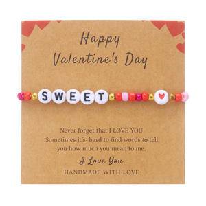 Bracelet à lettres multicolores tendance pour couple, bracelet à lettres personnalisé fait à la main, bracelet d'<span class=keywords><strong>amitié</strong></span> doux et amoureux pour cadeau de Saint-Valentin - Product Image 5