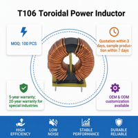 Inducteur toroïdal T106 à double enroulement, filtre EMI pour courant élevé 15A, pour alimentations audio à découpage (SMPS)