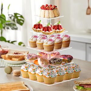 Square <strong>3</strong>-4-5 <strong>Tier</strong> <strong>Dessert</strong> and Cupcake Display Stand, Suitable for Weddings, Birthdays, Christmas Events and Parties - Product Image 4