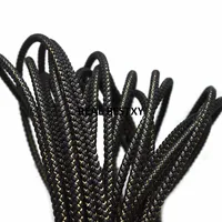 Yaklaşık 5mm siyah örgülü siyah deri kordonlar altın rengi ile basamakları bilezik Wrap deri bilezik takı yapımı