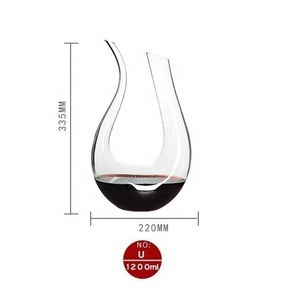 Decanter all'ingrosso di bicchieri all'ingrosso fatti a mano bottiglia di <span class=keywords><strong>vino</strong></span> di alta qualità senza piombo di cristallo a forma di U bicchiere di <span class=keywords><strong>vino</strong></span> rosso Decanter - Product Image 2