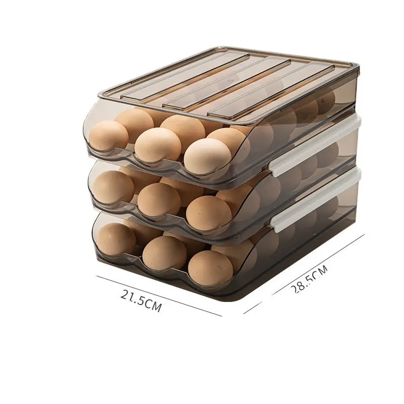 Автоматическая двухслойная кухонная прозрачная коробка для яиц на колесиках