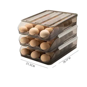 Choice Fun Automatic Rolling Egg Box Double Layer Kitchen Transparent Refrigerator Fresh Keeping