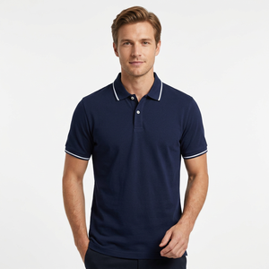 Polo en coton pour homme à manches courtes avec col contrastant, t-shirt décontracté pour le sport - Product Image 1