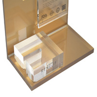 Présentoir de comptoir en plastique, décor de présentation, Design libre, produits de soins de la peau, en cristal doré, acrylique, étagère pour maquillage et cosmétiques