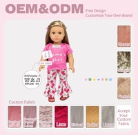 Ensemble de vêtements 2 pièces pour poupée de 18 pouces : T-shirt rose à imprimé lettres et pantalon cloche fleuri – Fabricant de vêtements pour poupées pour enfants